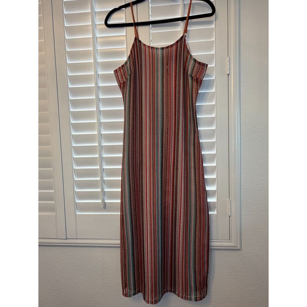SAM EDELMAN Multi Color Striped Crochet Knit Cami Slip Maxi Dress Size 4